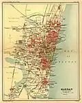 The presidency town of Madras in a 1908 map. Madras was established as Fort St. George in 1640.