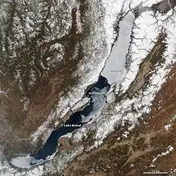 Spring ice melt underway on Lake Baikal, on 4 May[b]