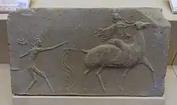 A Han dynasty stone-relief of Immortal and a deer rider.