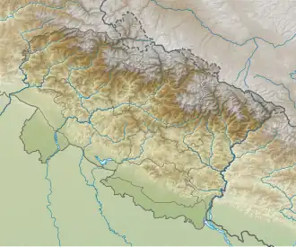 Location of Roopkund lake within Uttarakhand