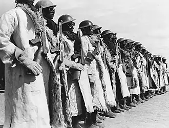 Indian troops in winter clothing in Persia
