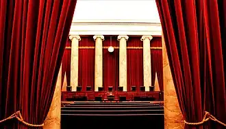 The Supreme Court courtroom interior with its Siena marble