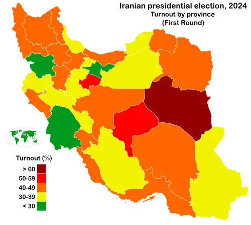 First round turnout by province