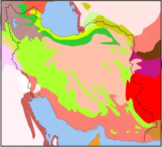 Ecoregion territory (light-green, straddling border of Iran and Turkmenistan)