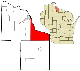 Location in Iron County and the state of Wisconsin