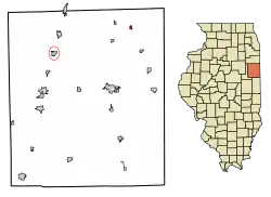 Location of Beaverville in Iroquois County, Illinois