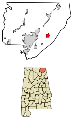Location of Pisgah in Jackson County, Alabama.