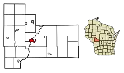 Location of Black River Falls in Jackson County, Wisconsin.