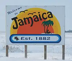 A welcome sign in Jamaica