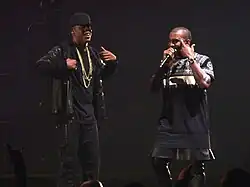 West and Jay-Z performing on the Watch the Throne Tour
