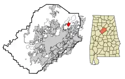 Location in Jefferson County and the state of Alabama