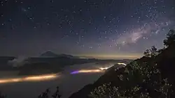 Tengger caldera at night, with the Milky Way visible