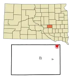 Location in Jerauld County and the state of South Dakota