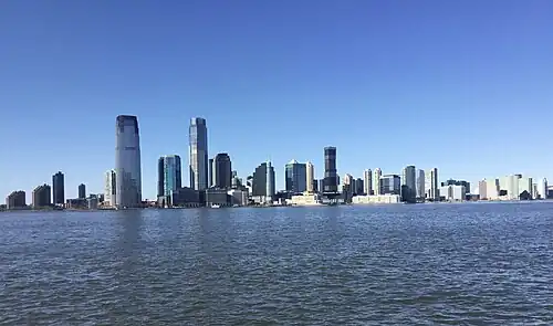 Skyscrapers in Jersey City, one of the most ethnically diverse cities in the world[150][151]