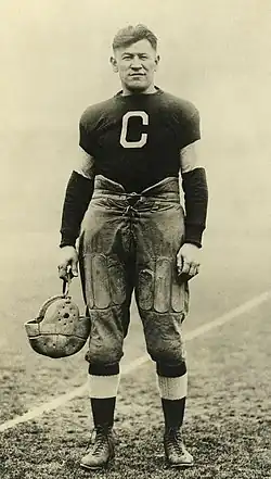 Thorpe wearing his Canton Bulldogs football jersey.
