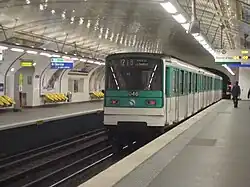 MF 67 rolling stock on Line 12 at Jules Joffrin