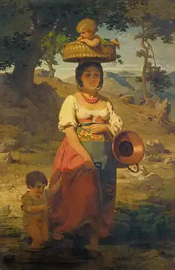 Italian Woman with Children by a Stream, 1862