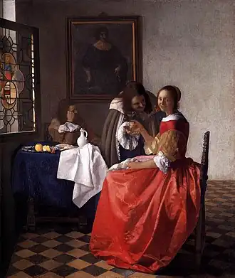 "A Lady and Two Gentlemen"" by Johannes Vermeer used Alizarin crimson for dramatic effect