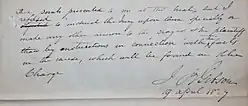 Signature of Gibson on a paper regarding jury instructions, April 19, 1827. (From the private collection of H. Blair Howell.)
