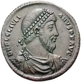 A coin depicting Julian (360–363), made Emperor by his soldiers in Lutetia