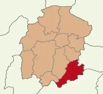 Map showing Pazarcık District in Kahramanmaraş Province