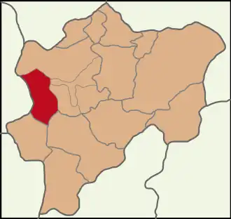 Map showing İncesu District in Kayseri Province