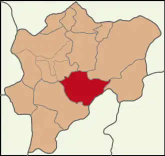 Map showing Tomarza District in Kayseri Province