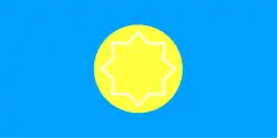 Proposed flag depicting yellow circle with 8-pointed star in it, on blue background