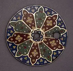 Late 13th century French gilded and enamelled copper disc from Keir Collection, now in British Museum