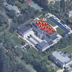A Google Maps screenshot which shows Drake's mansion with 13 sex offender markers on the roof.