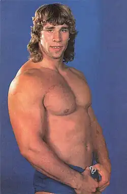 Wrestler Kerry Von Eric pictured in 1985, shirtless.