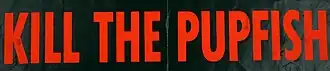 A bumper sticker from the 1960s. It reads "KILL THE PUPFISH".