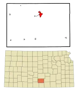 Location within Kingman County and Kansas