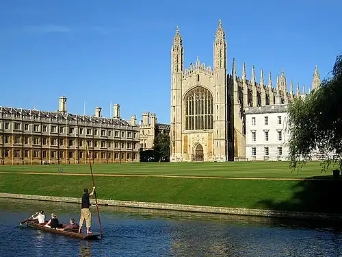 Punting on the River Cam by the west end of King's College Chapel