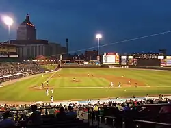 Kodak Tower From Frontier Field During a summer baseball game.