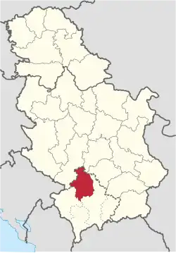 Location of Kosovska Mitrovica District