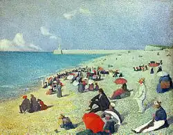 Sur la plage cf. A Sunday Afternoon on the Island of La Grande Jatte by Seurat