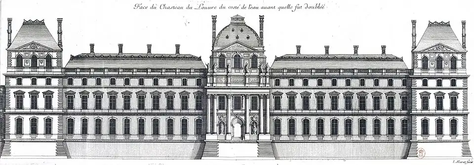 Louis Le Vau's design for the South façade, c.1660, engraved by Jean Marot