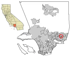 Location of Charter Oak in Los Angeles County, California.