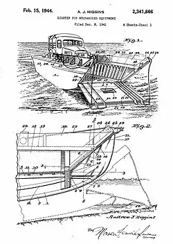 A lighter for mechanized equipment designed by A. J. Higgins in 1941