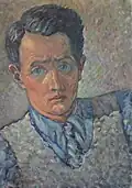 LVG Self Portrait, by LVG, oil on panel, 1935, 15" x 21", Goriansky Family Collection