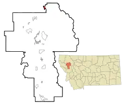 Location of Woods Bay, Montana