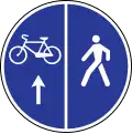 Segregated cycle and pedestrian path