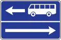 Exit to the road with a contraflow bus lane to the left