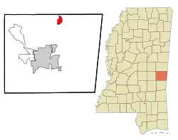 Location of Meridian Station, Mississippi
