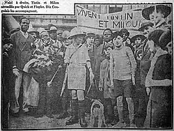 Tintin and Snowy were greeted by Quick and Flupke.