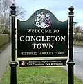 Cast aluminium welcome sign for Congleton, United Kingdom