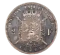 Lesser coat of arms of Belgium on a coin.