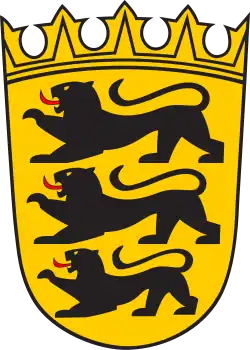 Lesser coat of arms of Baden-Württemberg with a local form of Laubkrone.