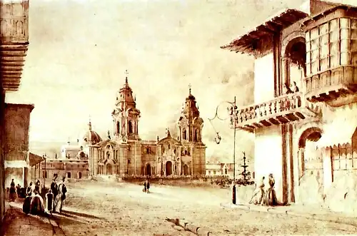 The Cathedral and the Plaza Mayor in 1850.